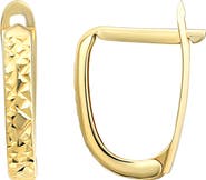 CANDELA JEWELRY 14K Gold Diamond Cut Oval Huggie Hoop Earrings