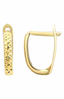 CANDELA JEWELRY 14K Gold Diamond Cut Oval Huggie Hoop Earrings