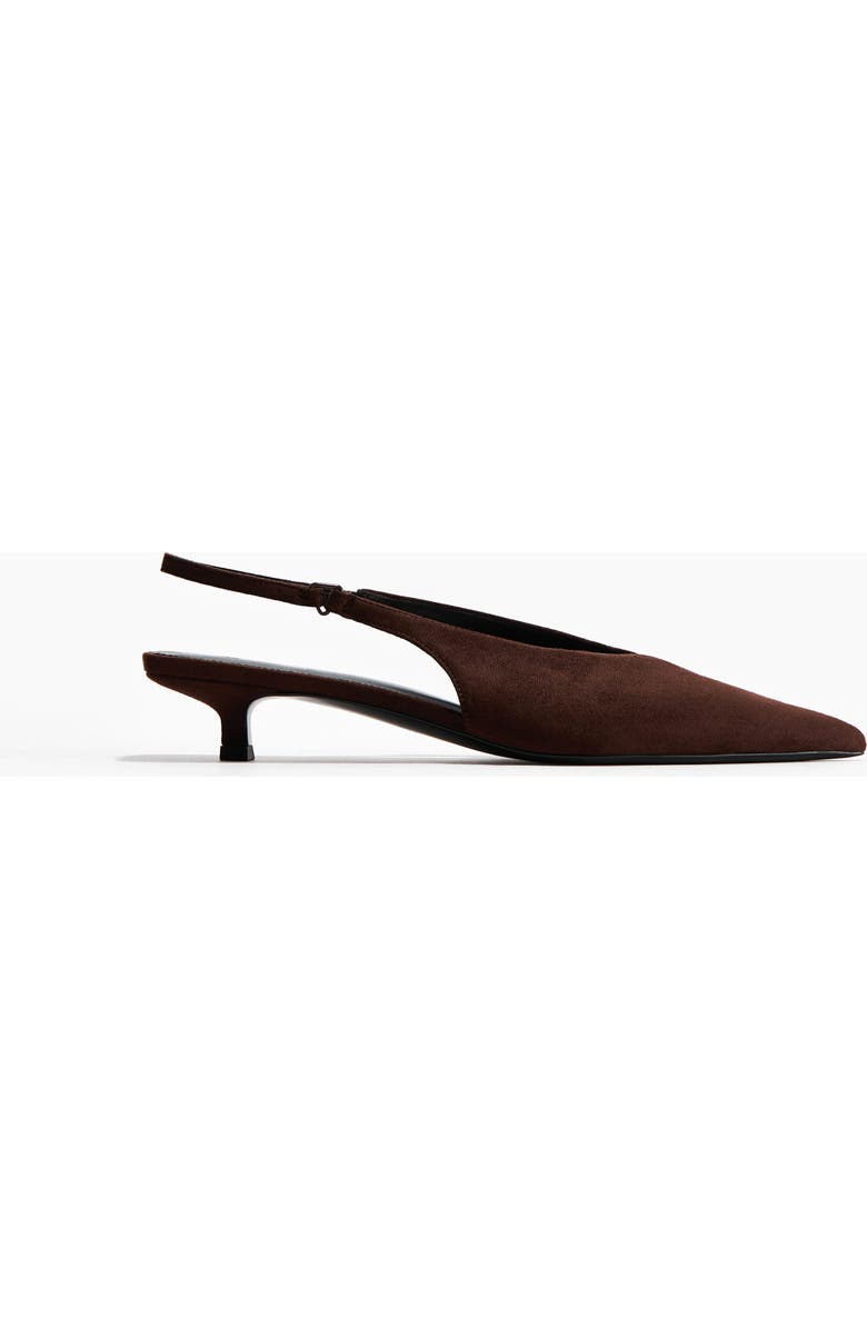 H&M Kitten-heeled Slingbacks, Main, color, Dark Brown