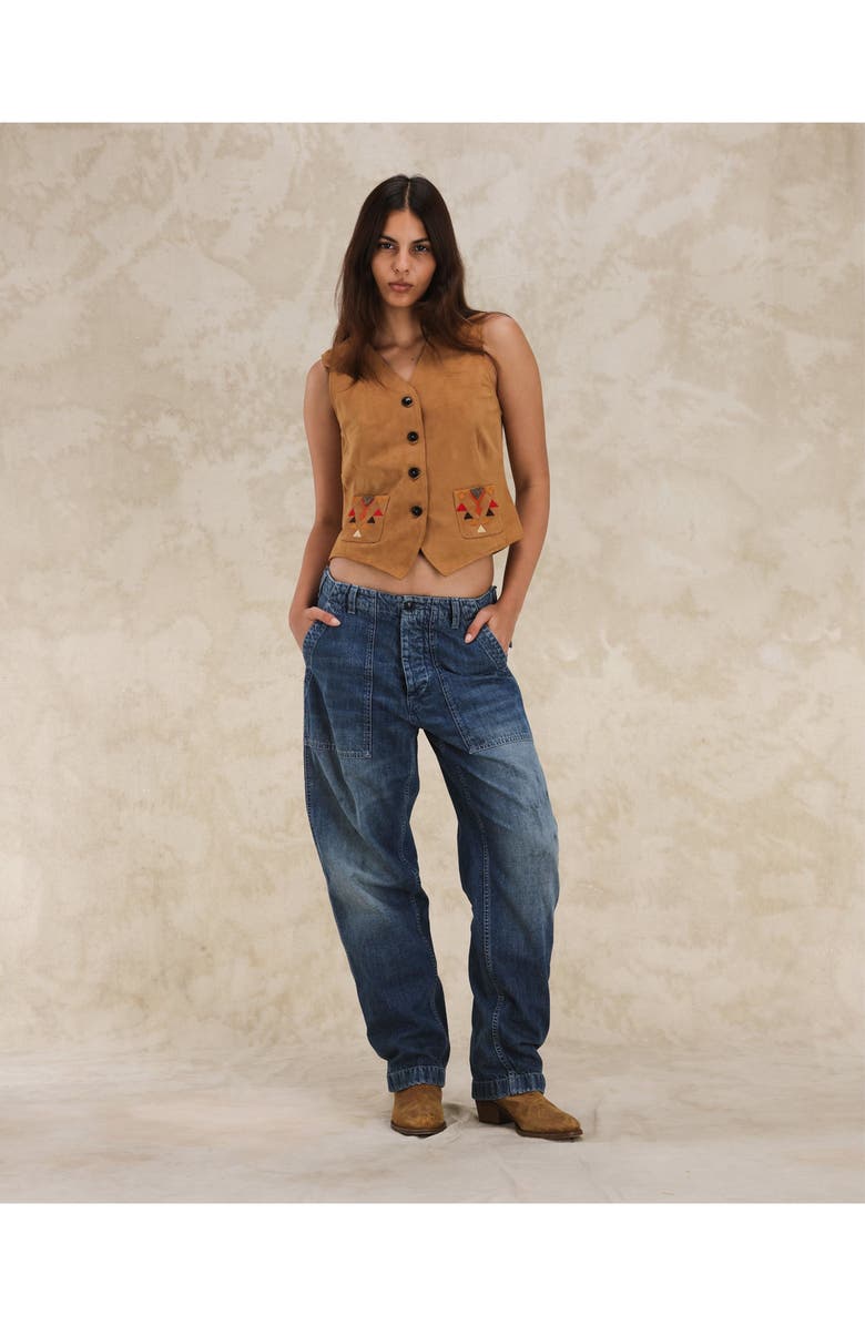 Fortela Chamois Leather Vest, Alternate, color, Camel