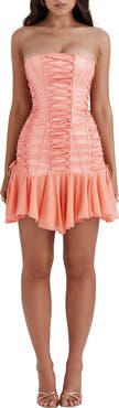 HOUSE OF CB Sirena Lace-Up Satin Minidress