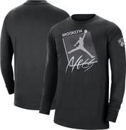 Jordan Brand Men's Jordan Brand Black Brooklyn Nets Courtside Max 90 Vintage Wash Statement Edition Long Sleeve T-Shirt