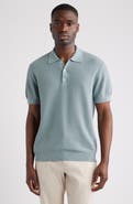 Nordstrom Short Sleeve Textured Cotton & Silk Polo Sweater