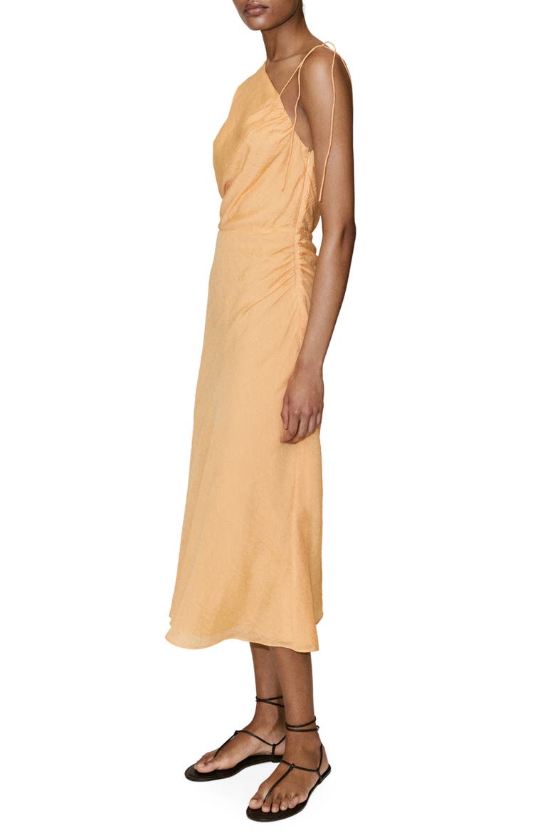 Asymmetric Ruched Maxi Dress, Main, color, ORANGE