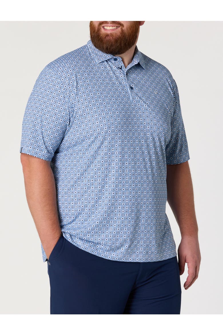 Big & Tall Foulard Print Golf Polo Shirt, Main, color, PEACOAT