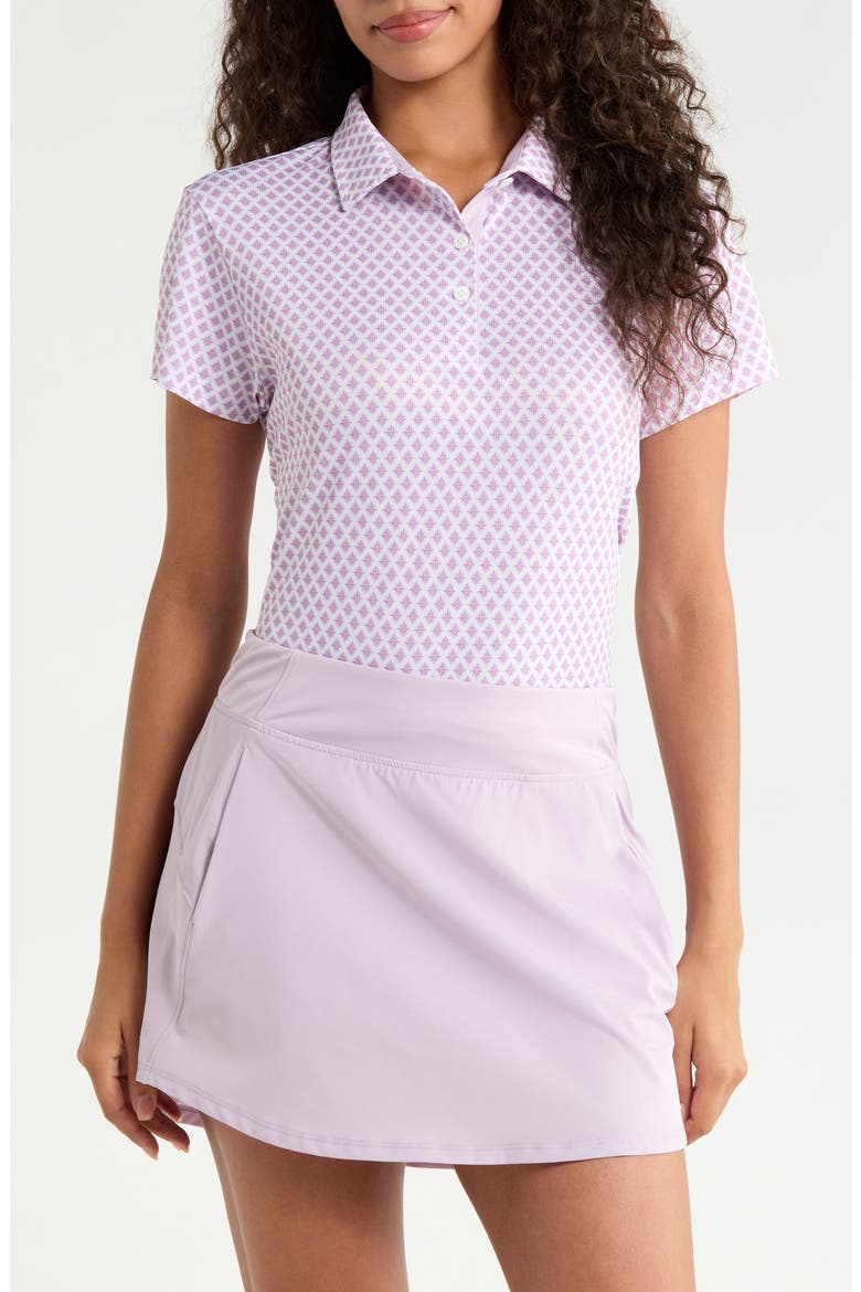 Zara Geometric Print Piqué Polo, Main, color, LAVENDER FROST