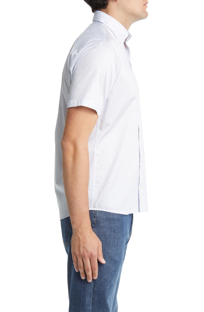 Peter Millar Lewis Geo Short Sleeve Button-Down Shirt, Alternate, color, 