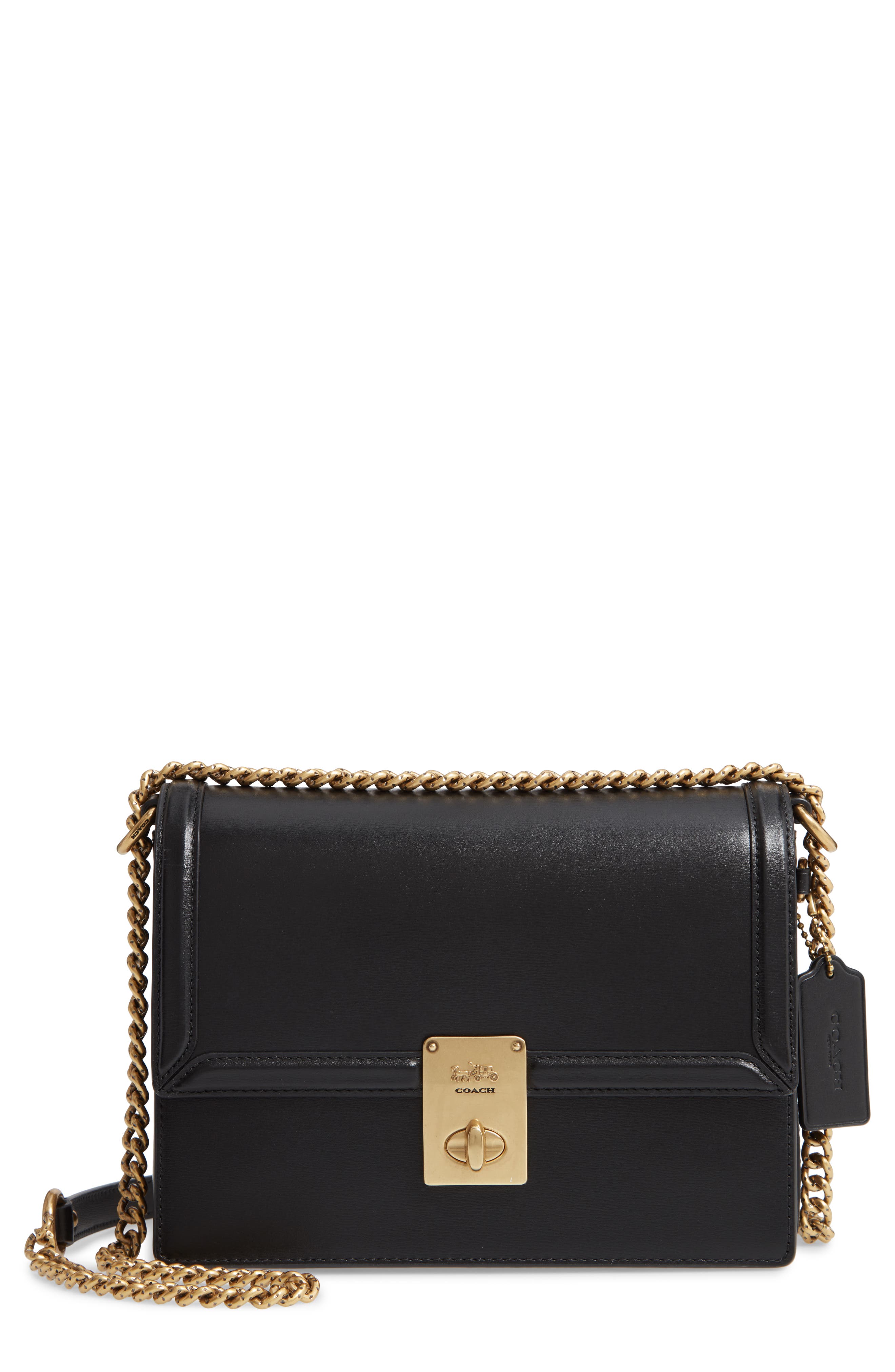 COACH Hutton Leather Shoulder Bag, Main, color, 