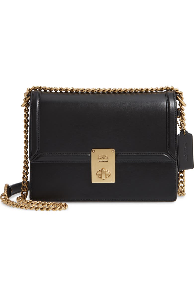 COACH Hutton Leather Shoulder Bag, Main, color,