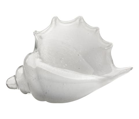 Triton Hand Blown Decorative Glass Shell, Grey