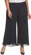 Alex Evenings High Rise Tie Waist Wide Leg Pants