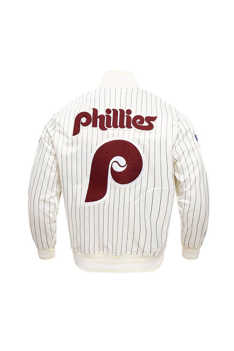 Men's Pro Standard Cream Philadelphia Phillies Pinstripe Retro Classic Satin Full-Snap Jacket, Alternate, color, Cream