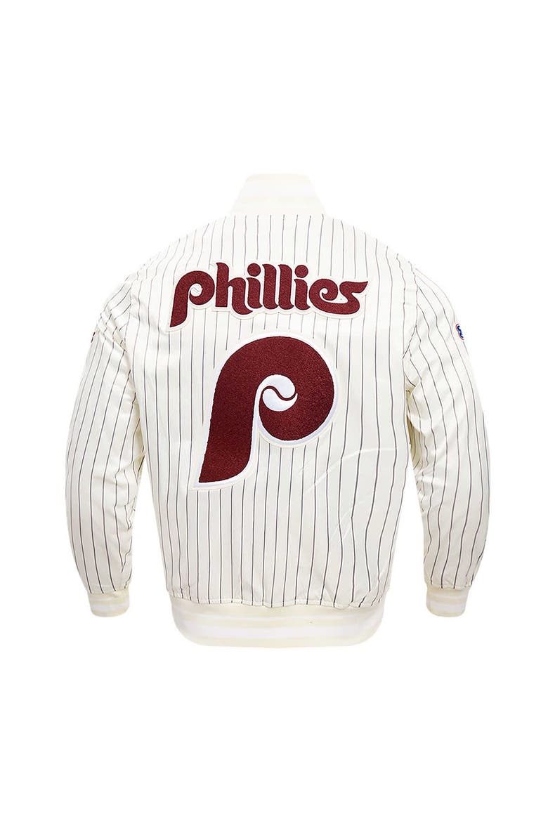 PRO STANDARD Men's Pro Standard Cream Philadelphia Phillies Pinstripe Retro Classic Satin Full-Snap Jacket, Alternate, color, Cream