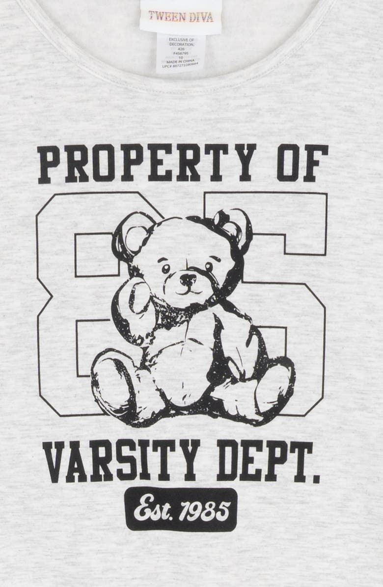 Tween Diva Kids' Varsity Bear Pullover & Cargo Pants Set, Alternate, color, Ivory