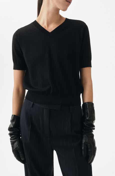 MANGO Selection V-Neck Short Sleeve Wool Sweater