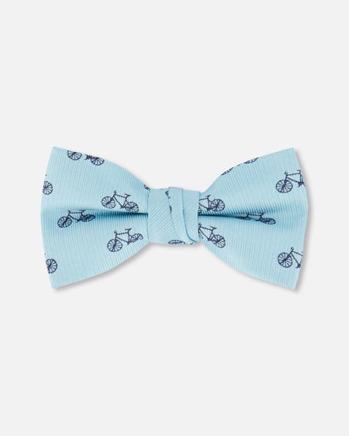 Deux Par Deux Boy's Bow Tie Pale Blue With Bicycle In Blue