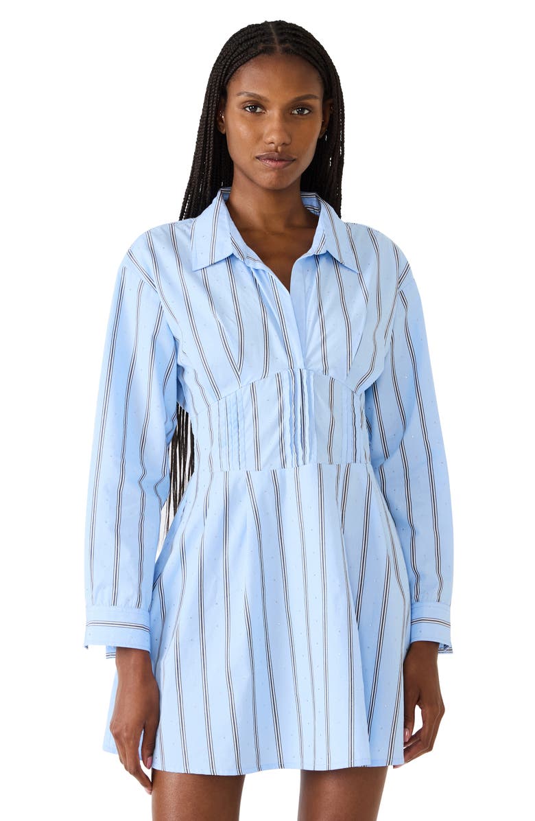 Steve Madden Ariany Smocked Long Sleeve Shirtdress, Alternate, color, Estate Blue