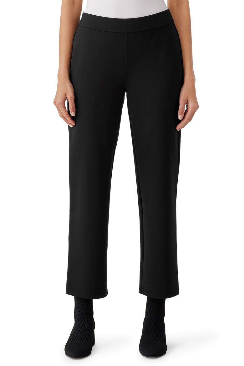 Ponte Ankle Straight Leg Pants, Main, color, BLACK
