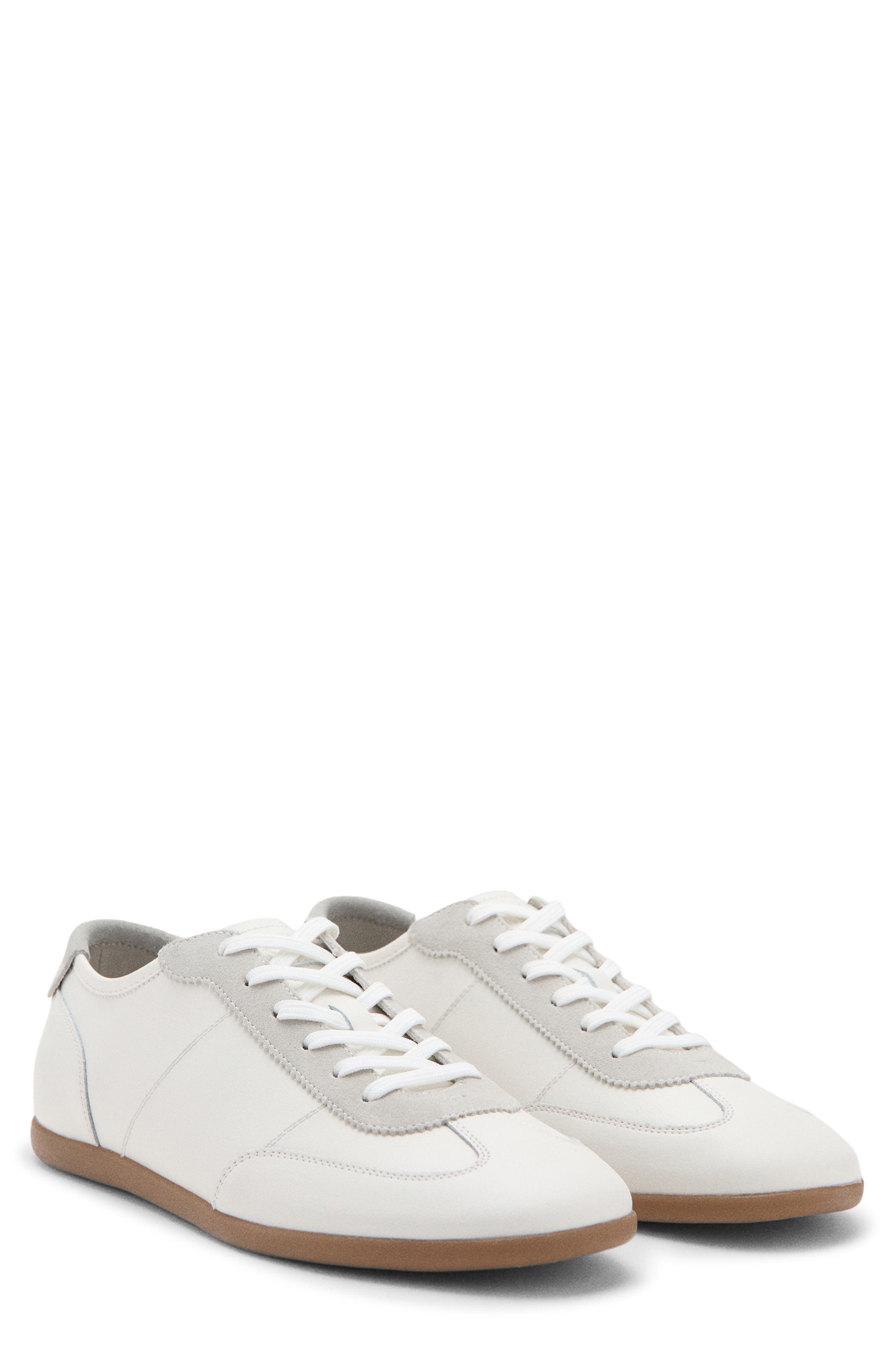 Mixed Leather Sneaker, Main, color, WHITE