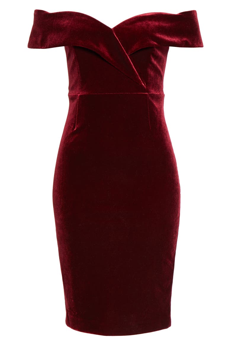 Bella Off the Shoulder Velvet Dress, Alternate, color, CABERNET