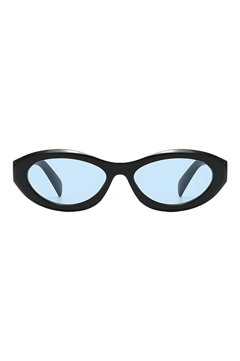 Leona 54mm Polarized Oval Sunglasses, Main, color, BLACK / BLUE