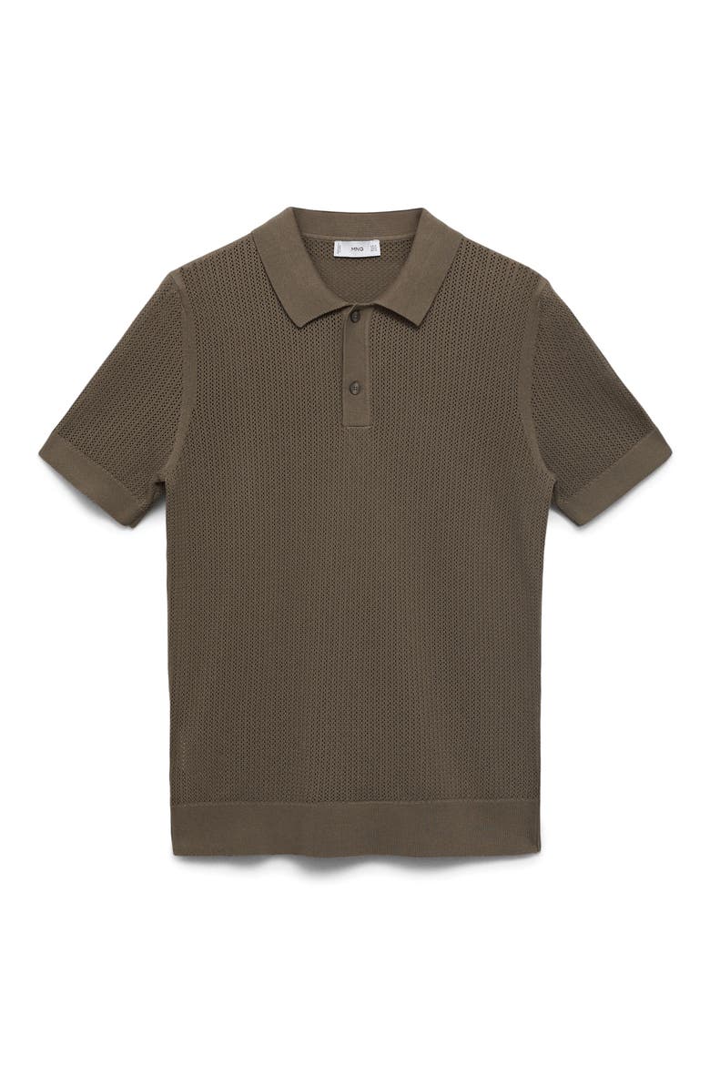 Openwork Knit Cotton Polo, Alternate, color, DARK GREEN
