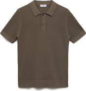 MANGO Openwork Knit Cotton Polo
