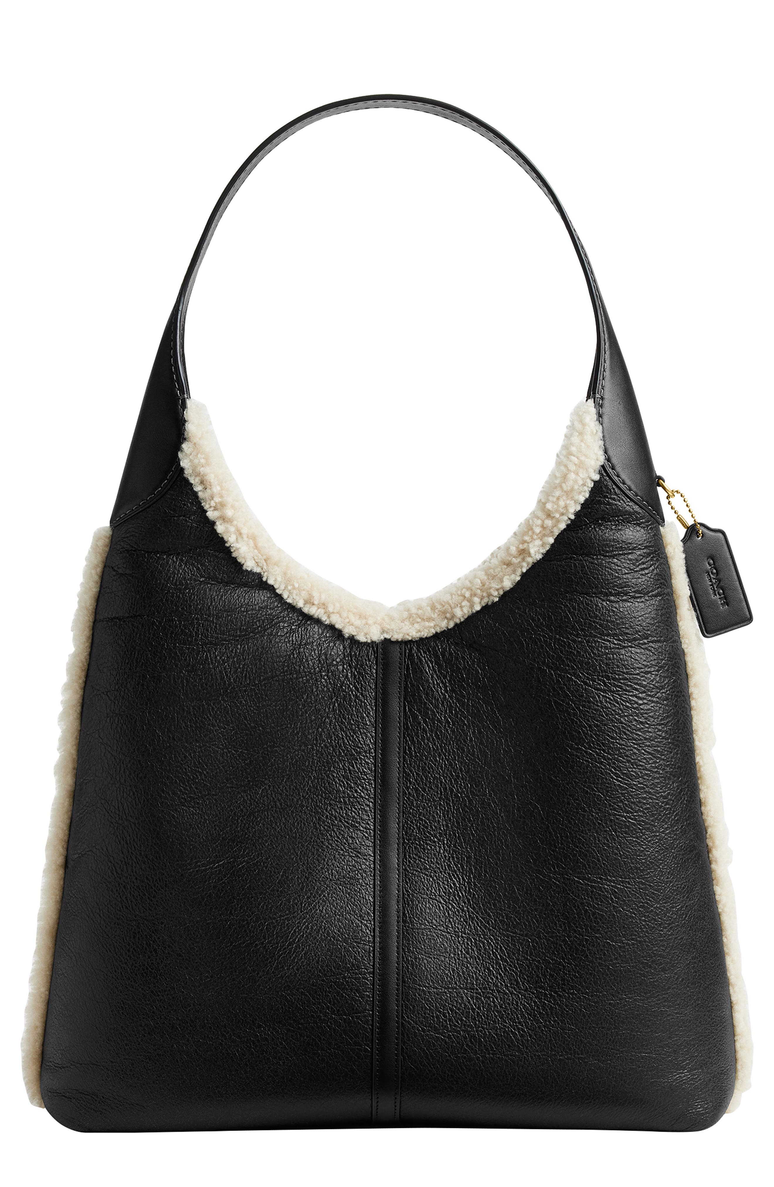 COACH Brooklyn 39 Genuine Shearling Trim Sheepskin Shoulder Bag, Main, color, 