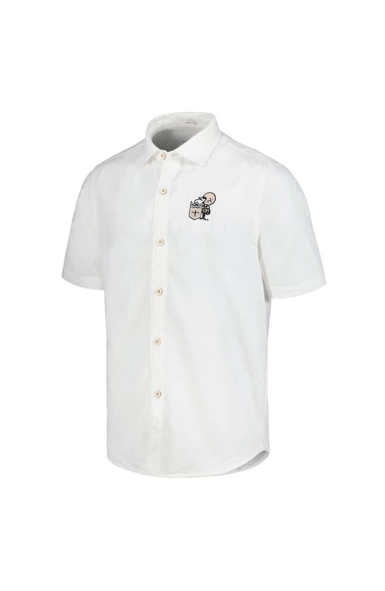 Tommy Bahama Men's Tommy Bahama White New Orleans Saints Sport Coconut Point Palm Vista IslandZone Button-Up Camp Shirt, Alternate, color, White