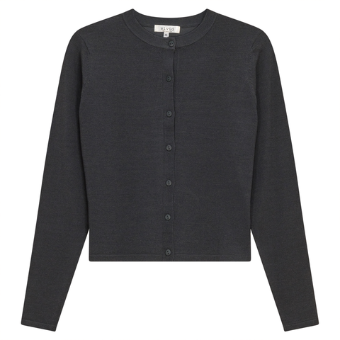 Cropped Ribbed Button Front Knit Cardigan
