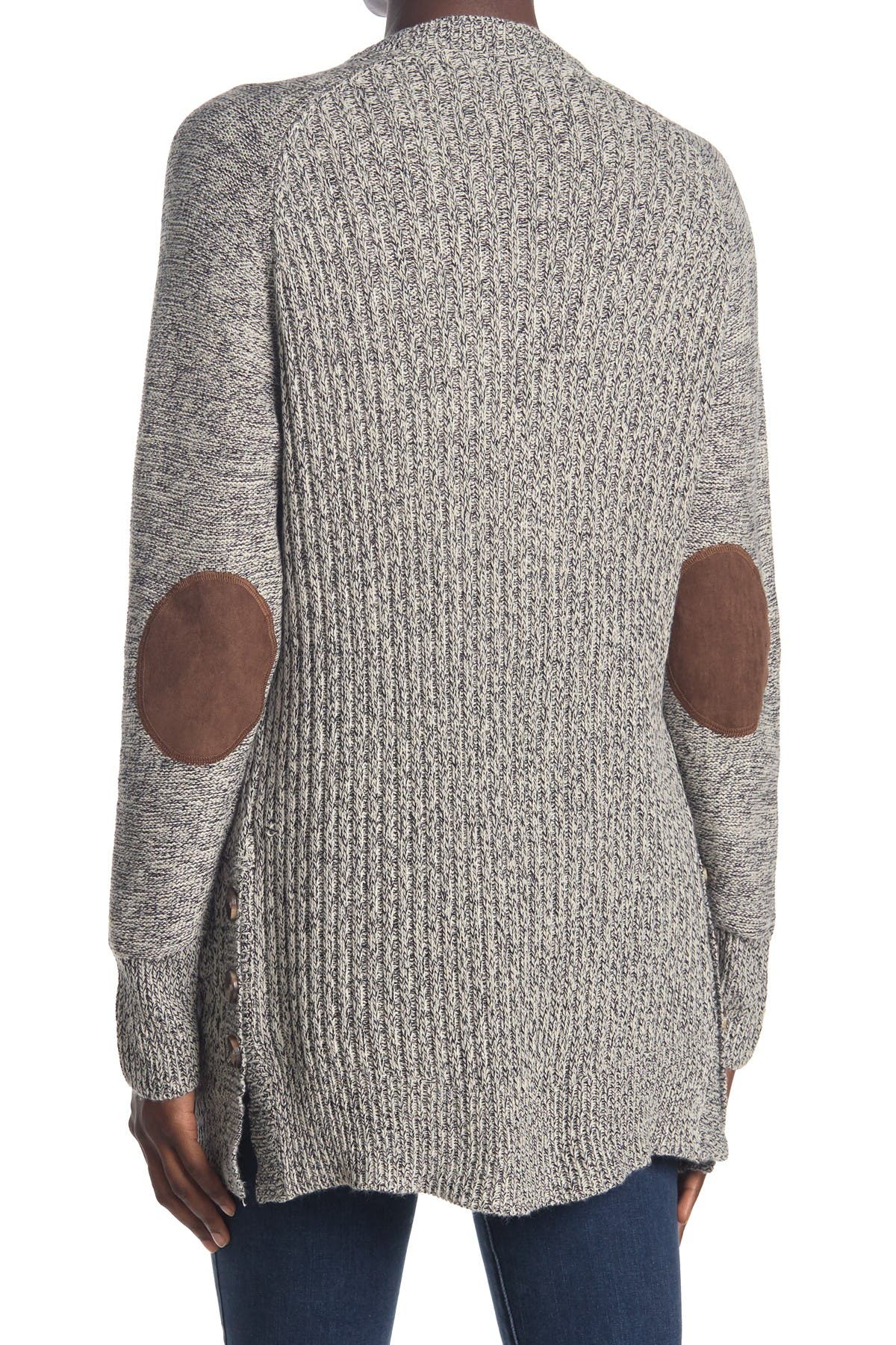RDI Marled Elbow Patch Open Front Cardigan (Women) | Nordstromrack