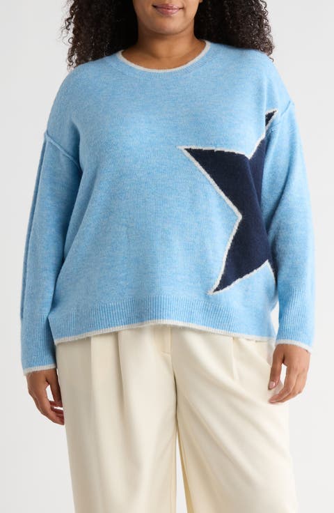 Star Detail Crewneck Sweater (Plus)