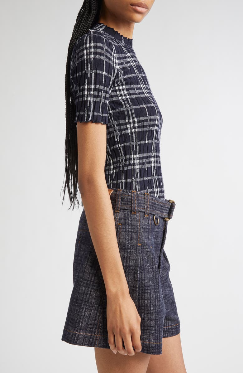 Burberry Check Lettuce Edge Top, Alternate, color, Ink/ Chalk