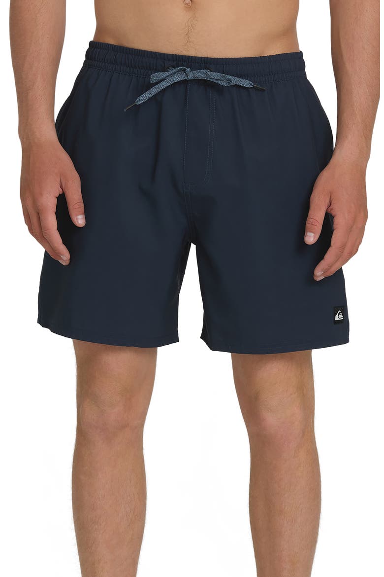 Everyday 17" Solid Stretch Swim Trunks, Main, color, TOTAL ECLIPSE