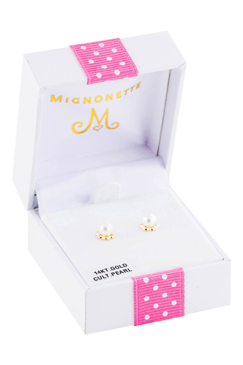14k Yellow Gold & Cultured Pearl Earrings, Alternate, color, WHITE