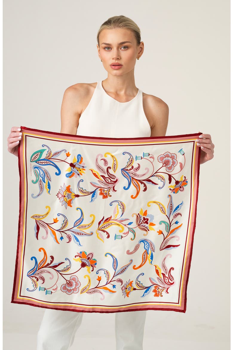 Terra Paisley Double Sided Silk Scarf, Alternate, color, Red