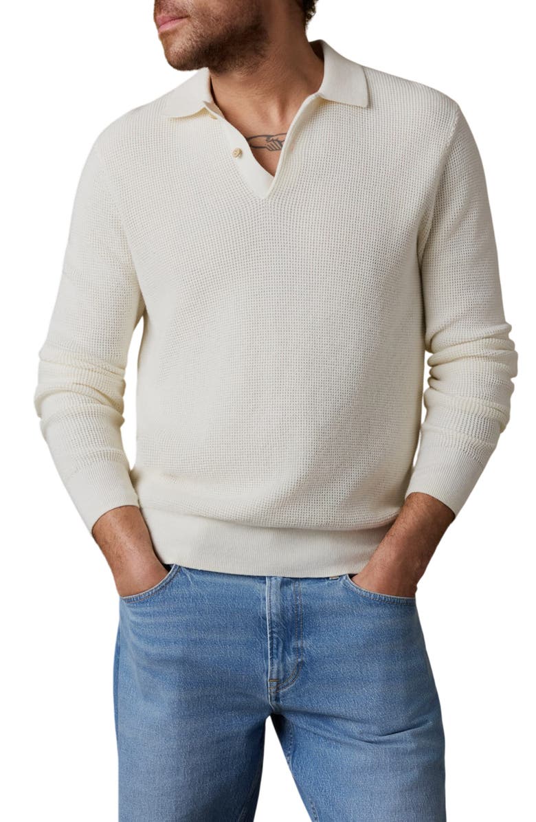 Faherty Sunwashed Organic Cotton Polo Sweater, Main, color, Natural