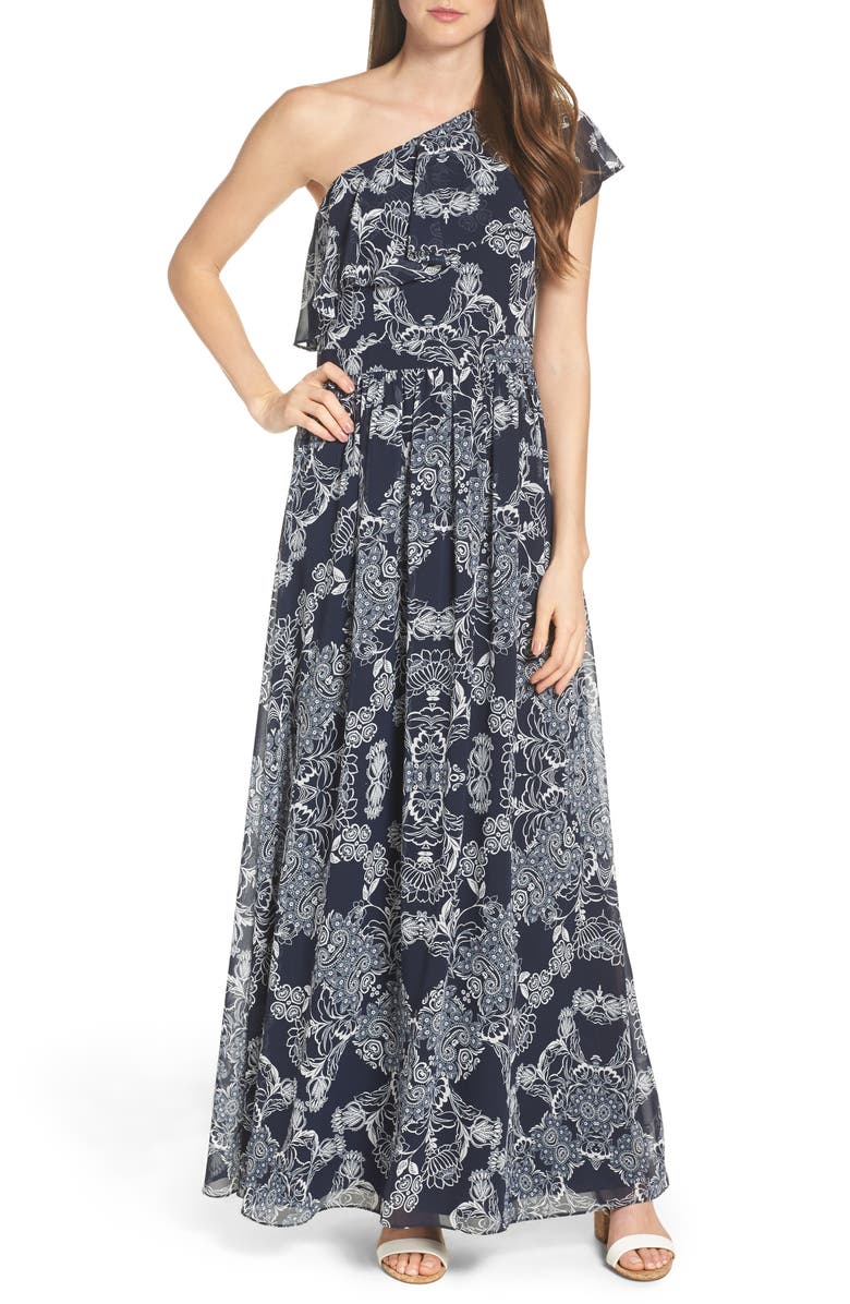 Vince Camuto One-Shoulder Maxi Dress, Main, color, 