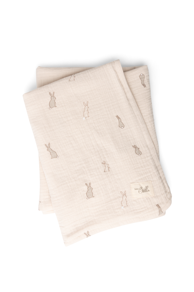 Bunny Applique Swaddle Knit, Main, color, Dark Almond