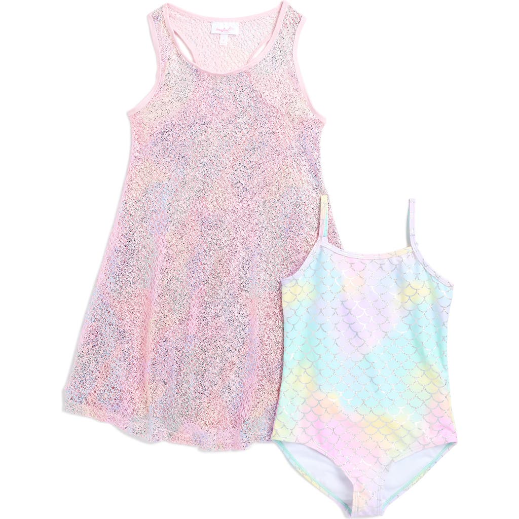 Shop Bmagical Kids' One-piece Swimsuit & Cover-up Dress Set In Auqa