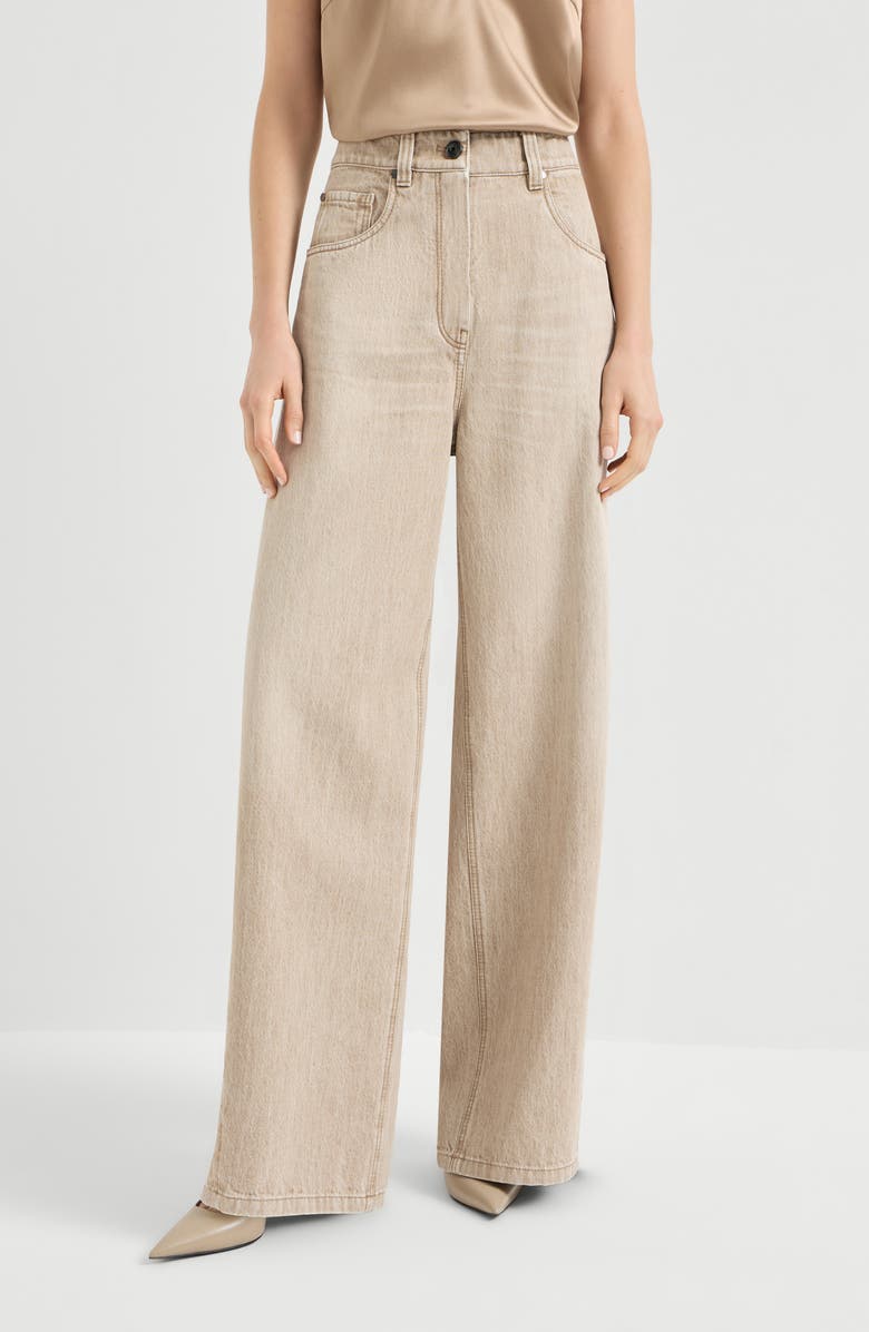 Brunello Cucinelli Authentic denim trousers, Alternate, color, Beige