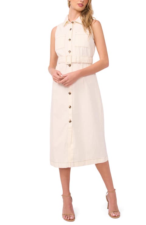 Belted Sleeveless Midi Shirtdress