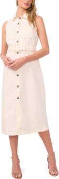 Vince Camuto Belted Sleeveless Midi Shirtdress