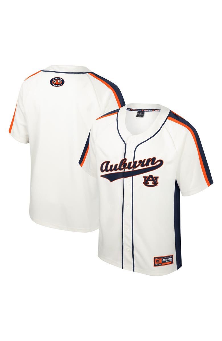 COLOSSEUM Men's Colosseum Cream Auburn Tigers Ruth Button-Up Baseball Jersey, Main, color, 
