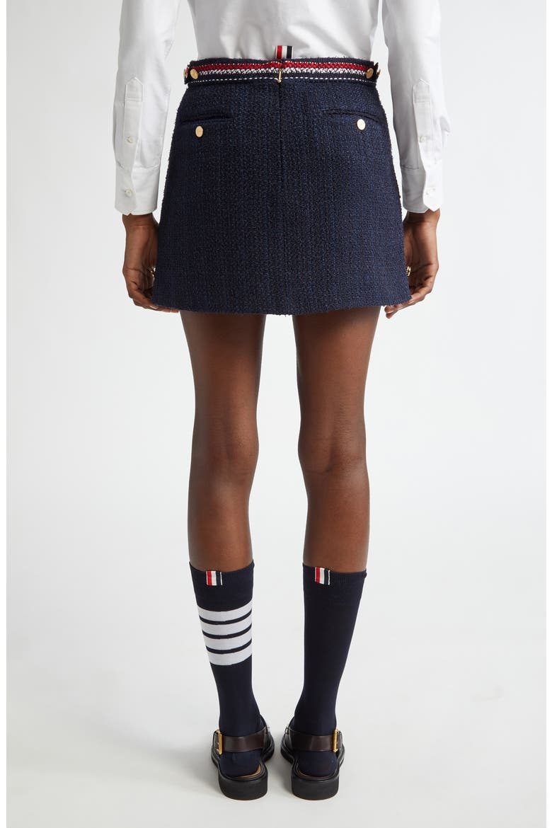 Side Tab Tweed Miniskirt, Alternate, color, NAVY