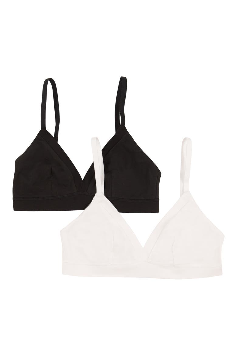 Assorted 2-Pack Stretch Cotton Bralettes, Main, color, TUXEDO