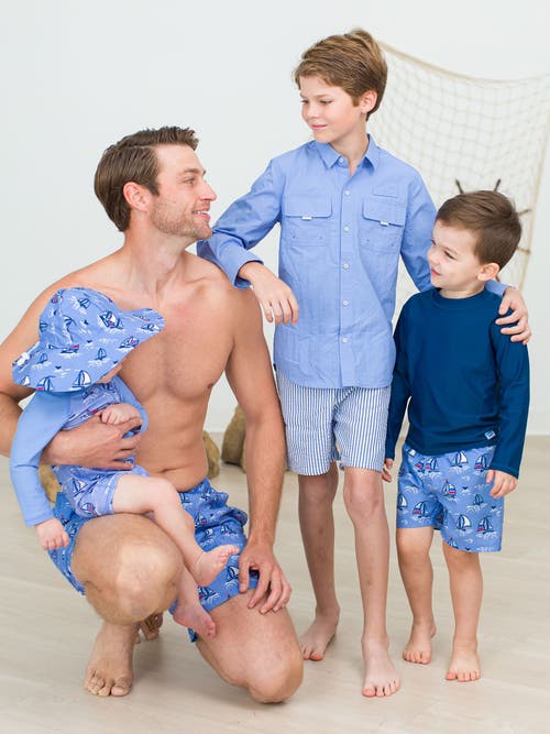 Ruggedbutts Toddler Boys Upf50+ Swim Trunks In Blue Seas The Day