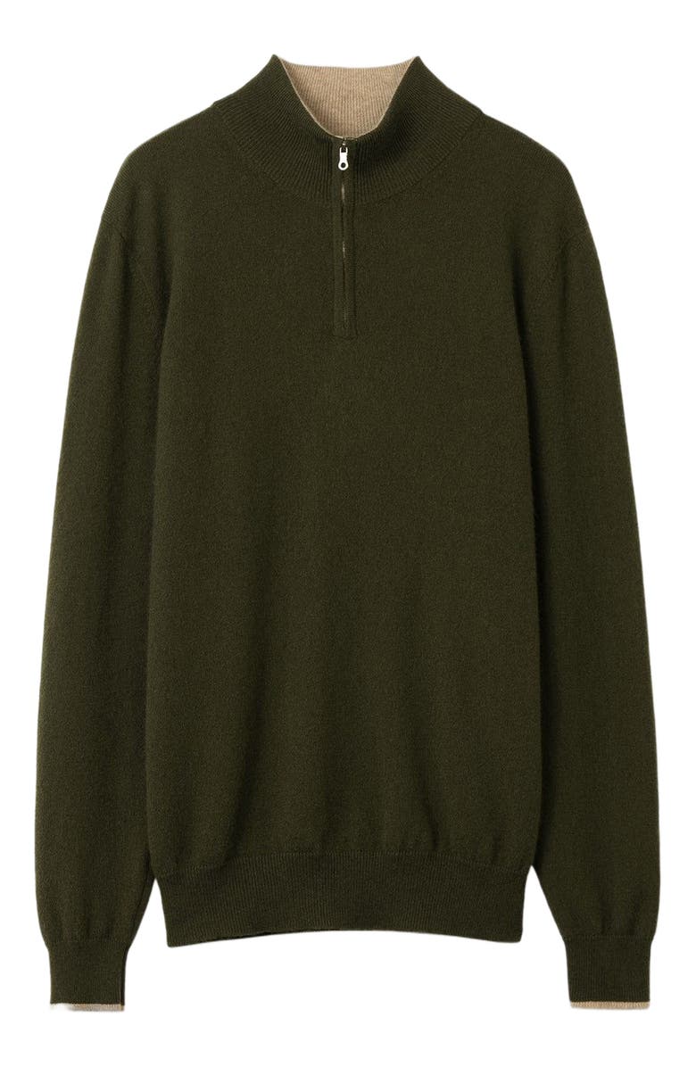 GOBI Mongolian Cashmere Half-Zip Cashmere Sweater, Main, color, Capulet Olive
