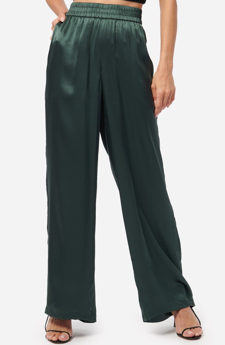 CAMI NYC Bleecker Silk Charmeuse Pants, Main, color, Hunter