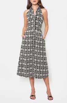 Hazer Embroidered Halter Midi Dress